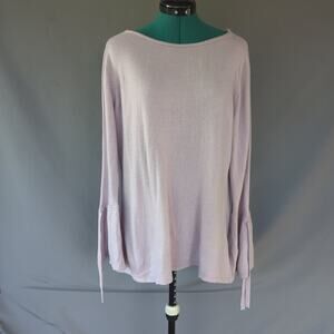 Toz & Ali Blush Lilac Bell Sleeve Tie Cuff Knit Sweater Women's 2X